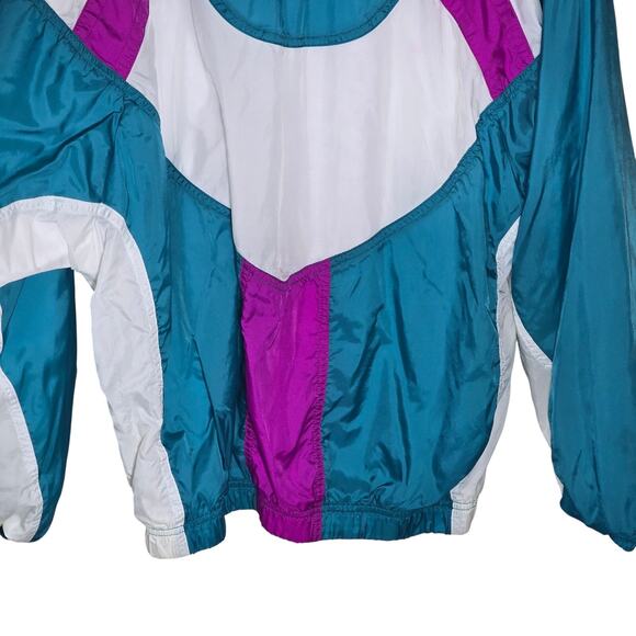 Retro Nike Track Windbreaker White/Purple/Green Vintage Blk/Wht Tag Size Med 90s - Picture 7 of 11